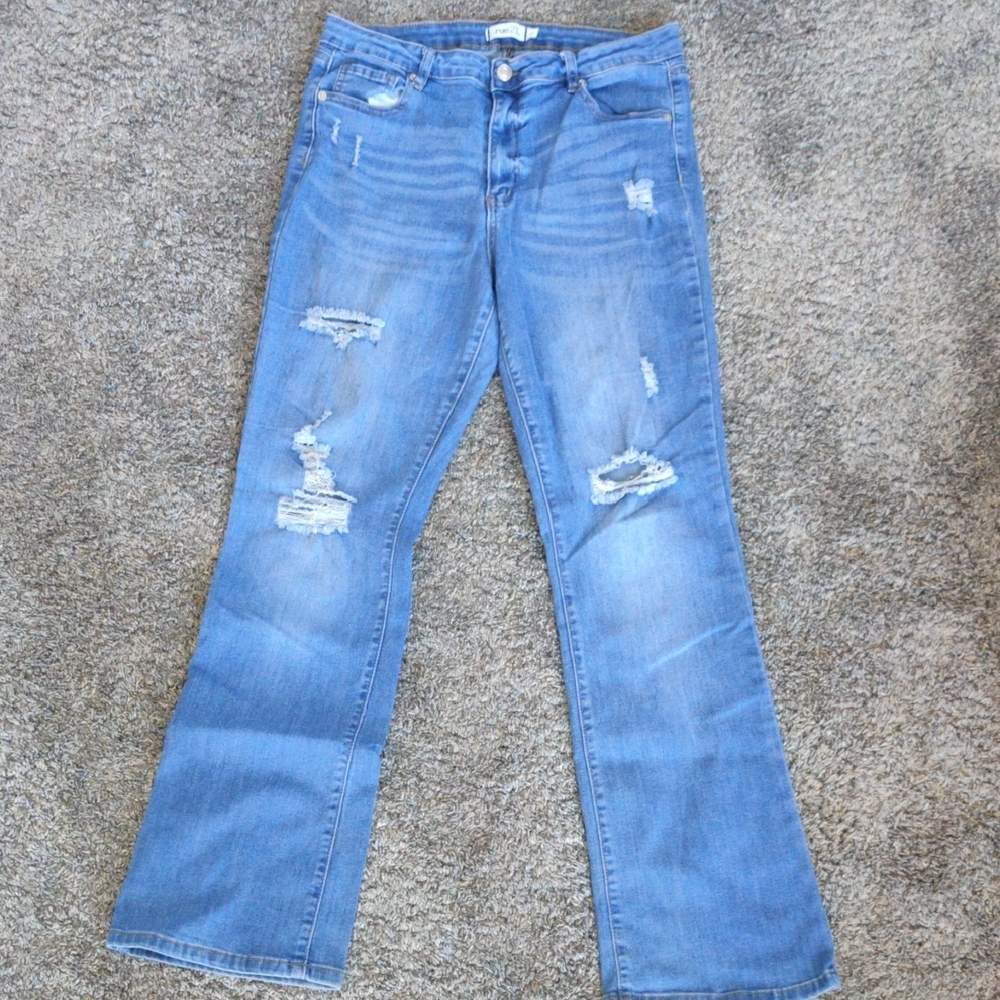 Rue21 Light Blue Distressed Flare Jeans